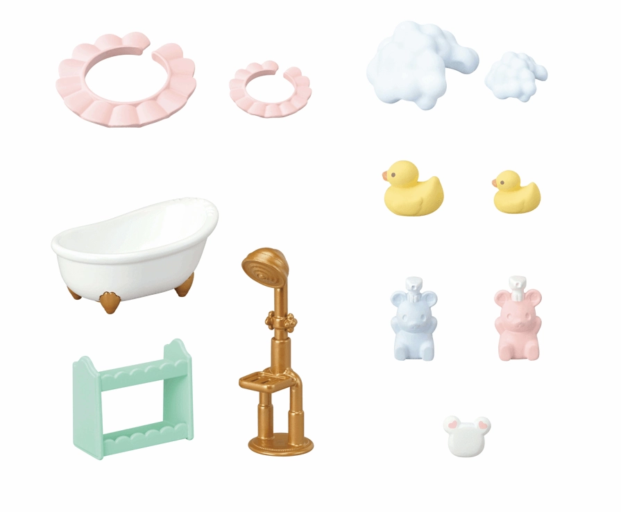 Sylvanian Families Bath Time Bubble Siblings Playset for Ages 3 and Up