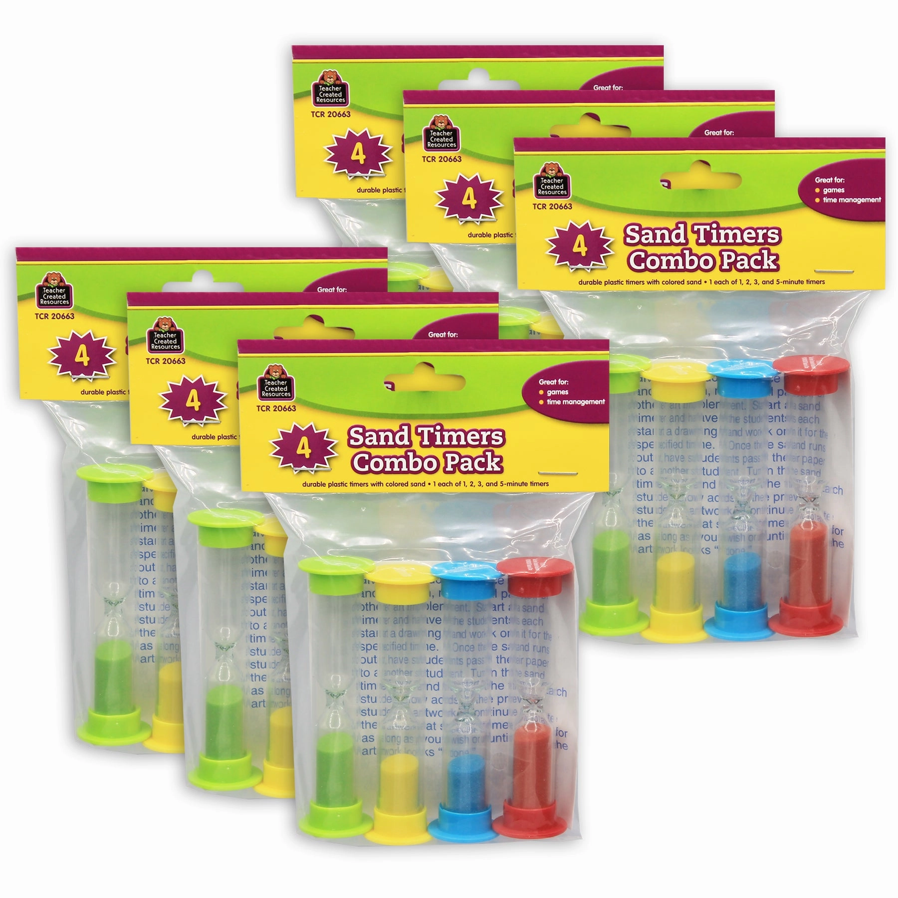 Teacher Created Resources Colorful Sand Timers Set - 24-Pack