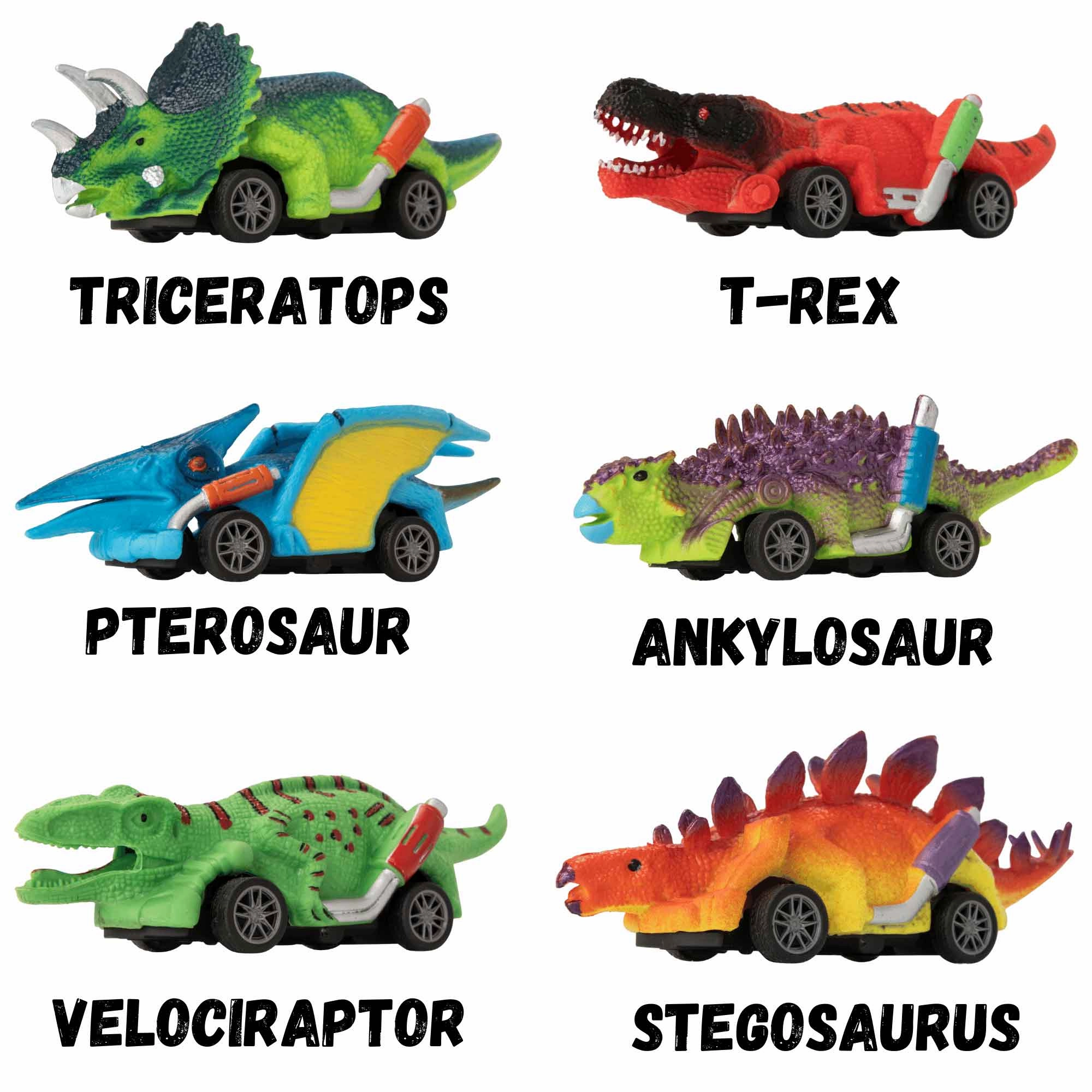 Teamsterz Beast Machine Pull-Back Dino Racers - 6 Cars Included