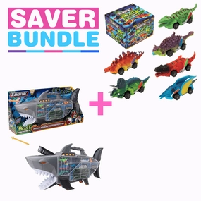 Teamsterz Beast Machines Robo Shark Transporter   Teamsterz Beast Machine Pull-Back Dino Racers  - Bundle