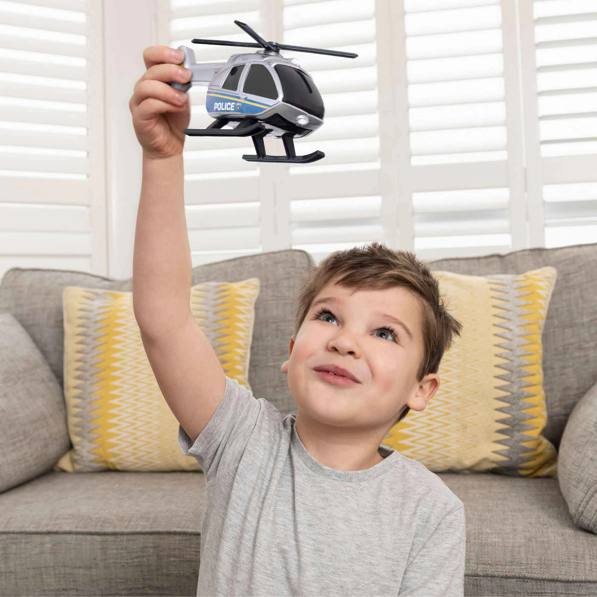 Teamsterz Mighty Machines Small Light & Sound Police Helicopter Transporter