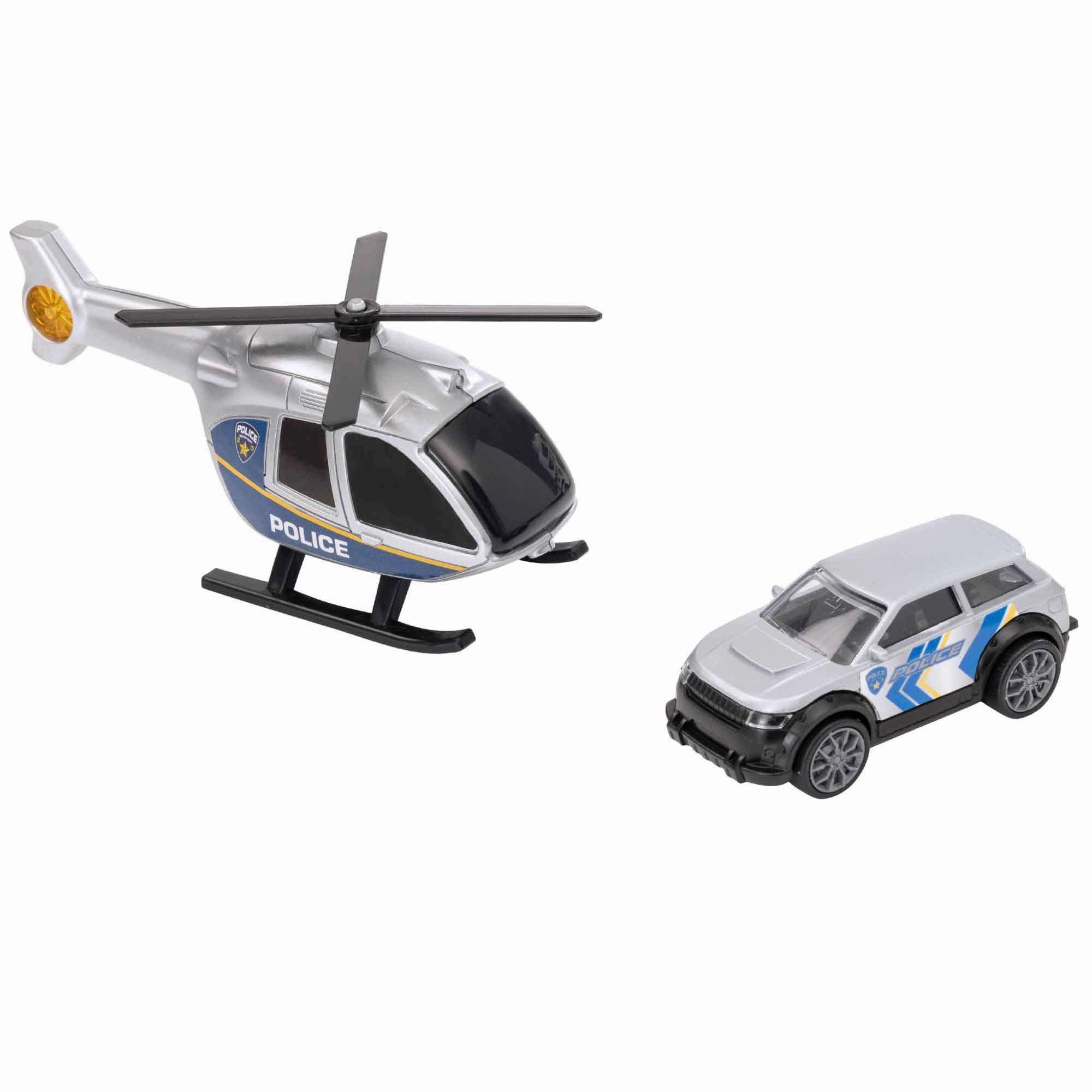 Teamsterz Mighty Machines Small Light & Sound Police Helicopter Transporter