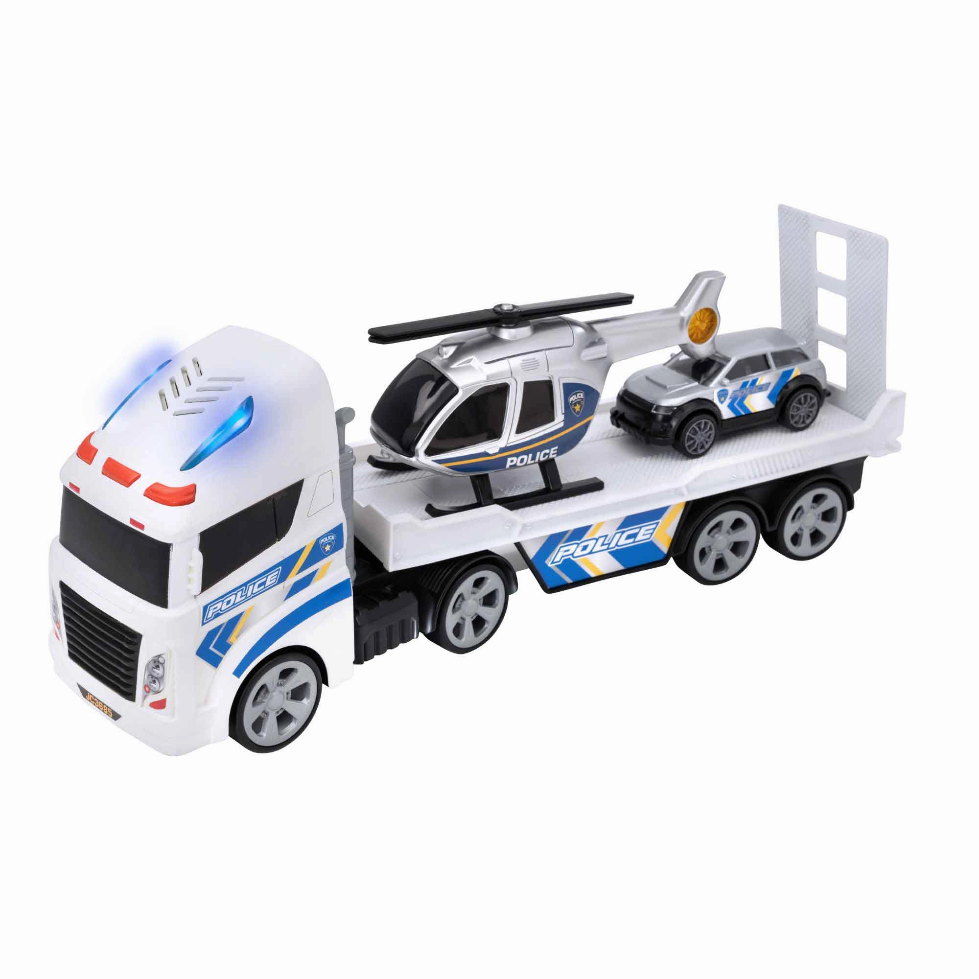 Teamsterz Mighty Machines Small Light & Sound Police Helicopter Transporter