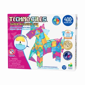 Techno Tiles Super Building Set - Pastel 400  Pieces Pastel - Brain Boosting Builder