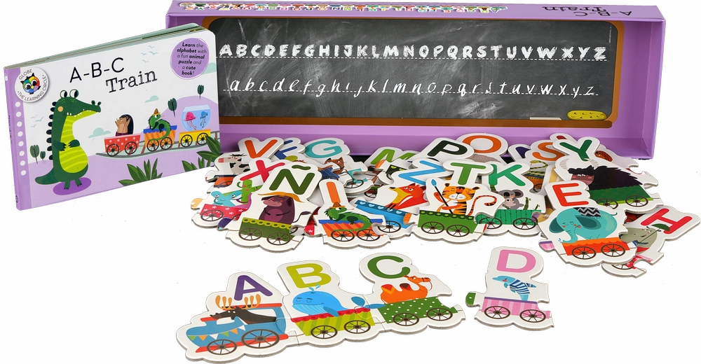THE LEARNING CIRCLE A-B-C TRAIN BOOK AND 26 PIECE PUZZLE