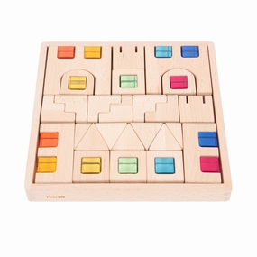 TickiT Wooden Gem Building Blocks - Colorful Creative Play Set