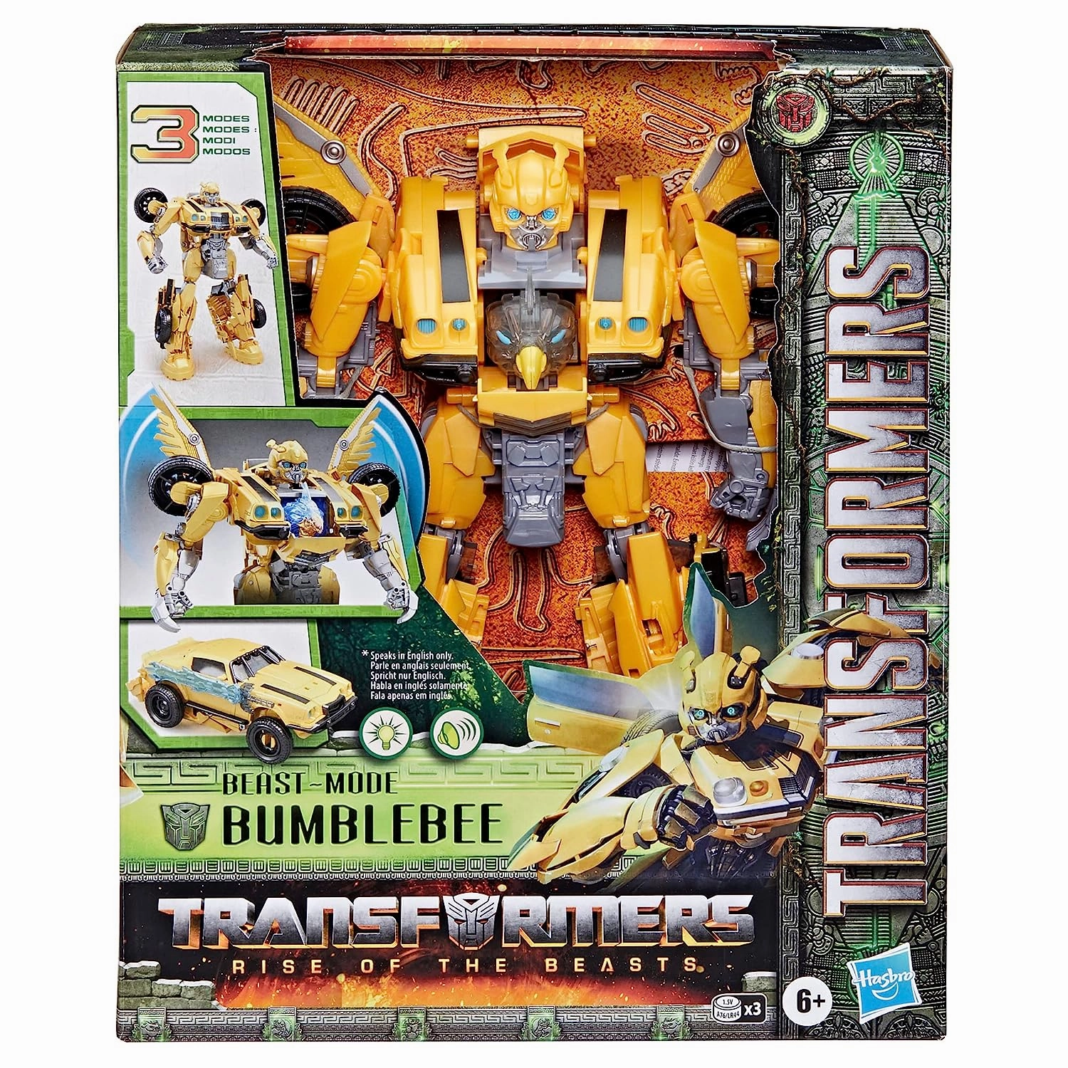 Transformers Rise of The Beasts Movie 10 Inch Beast Mode Bumblebee Converting Toy with Lights and Sounds for Ages 6 Years and Up