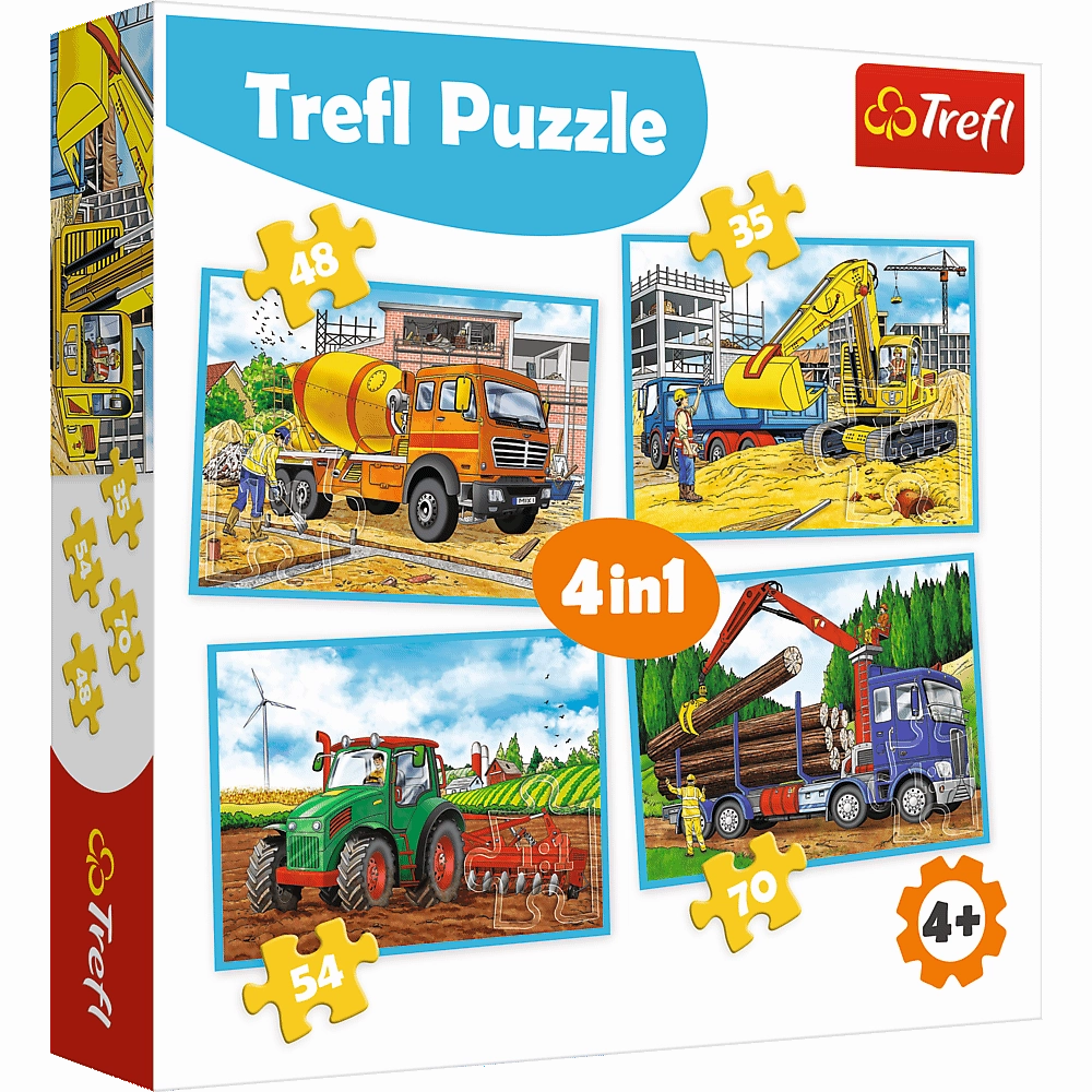 TREFL 4-IN-1 PUZZLE LARGE CONSTRUCTION VEHICLES