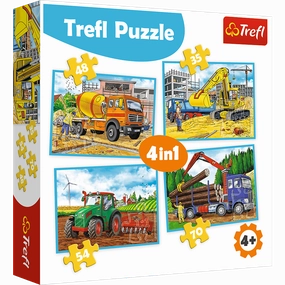 TREFL 4-IN-1 PUZZLE LARGE CONSTRUCTION VEHICLES