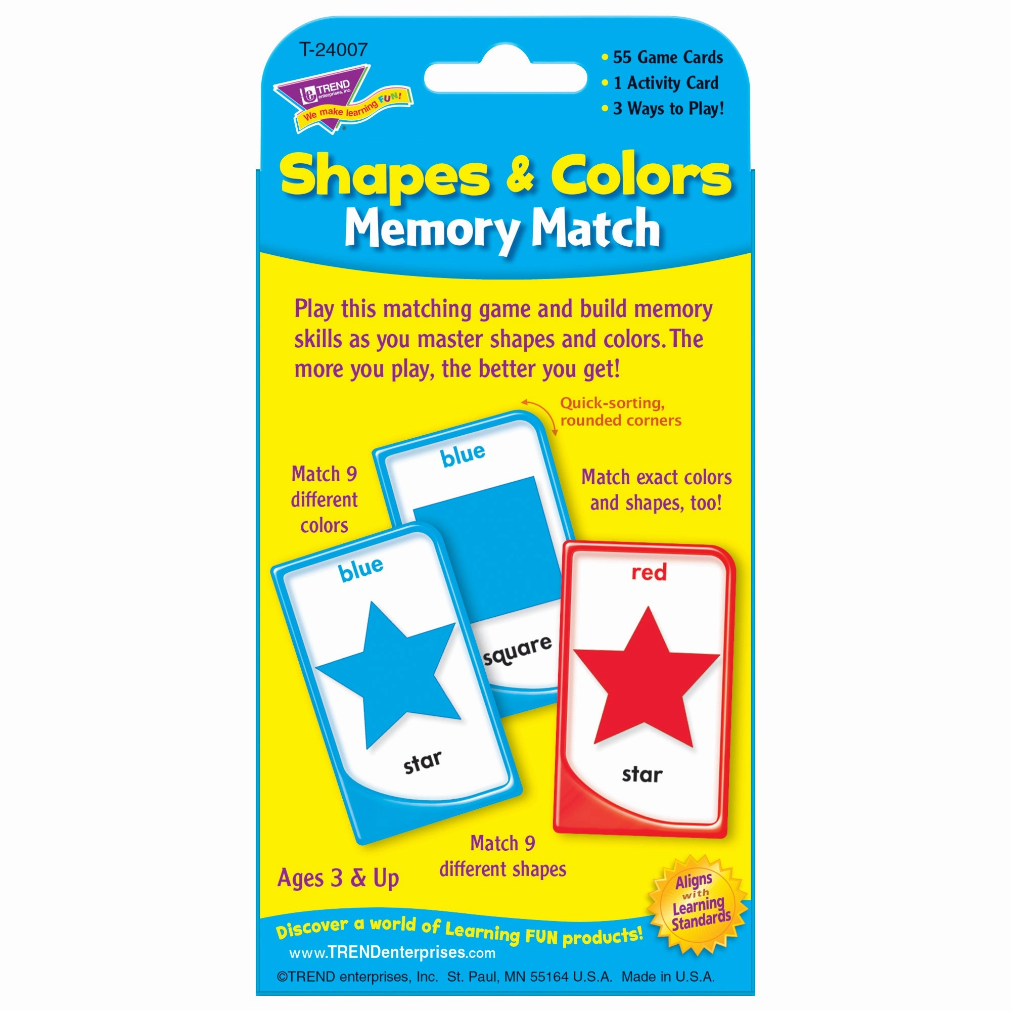 TREND Shapes and Colors Memory Match Challenge Cards - Educational Toy