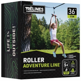 Treslines Roller Adventure Line 36 ft - Zipline with Grip Bar Handle