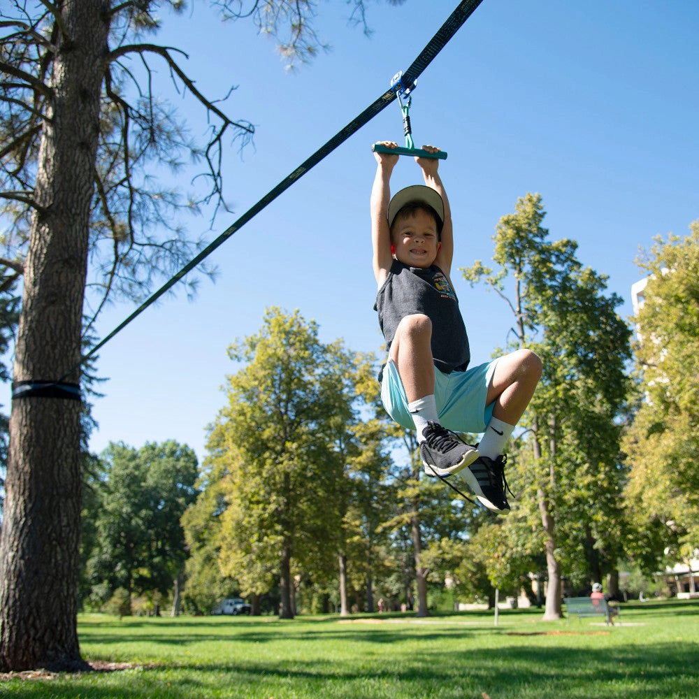 Treslines Roller Adventure Line 36 ft - Zipline with Grip Bar Handle