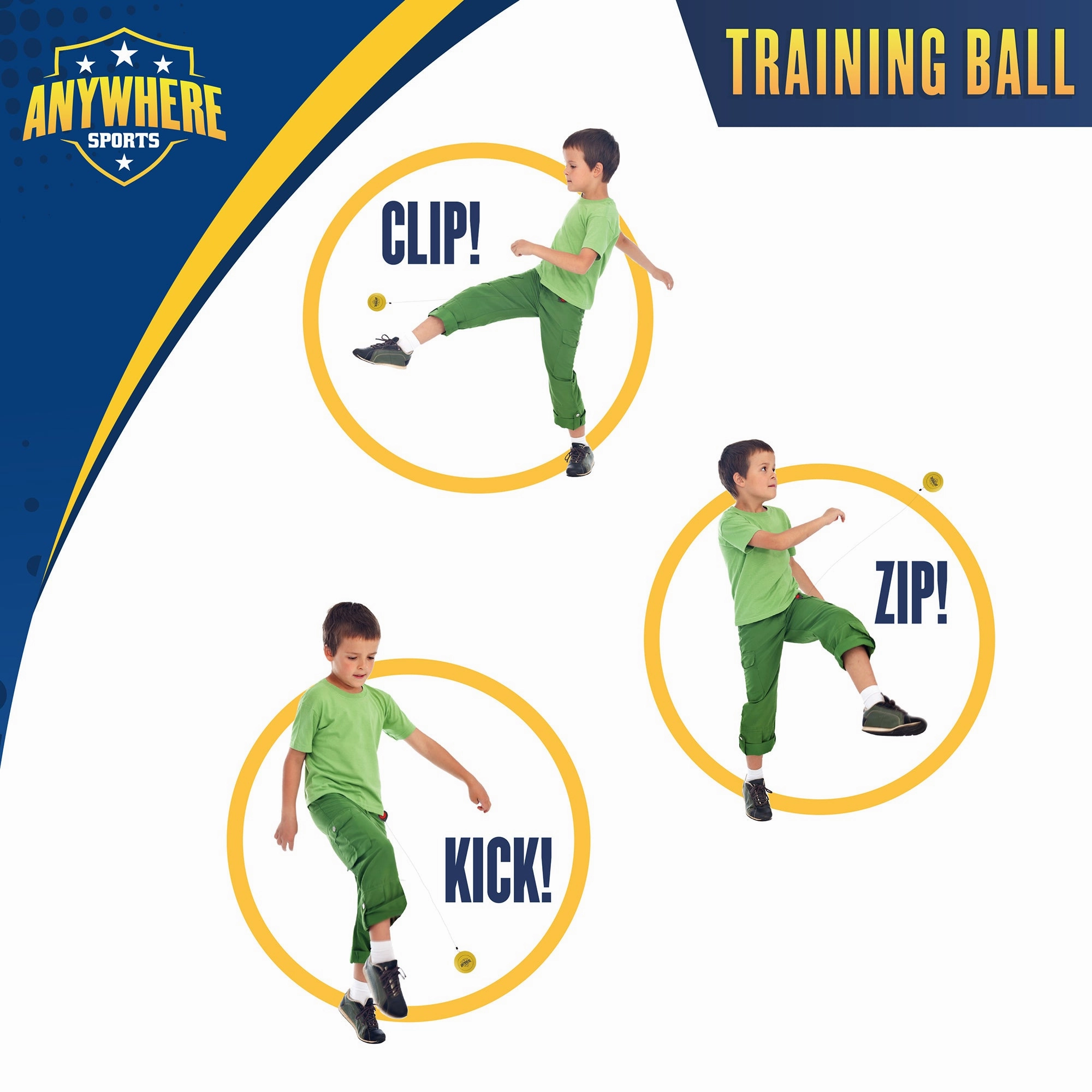Triple Threat Sports Training Ball - 3-in-1 Leash Clip for Soccer, Football, Rugby