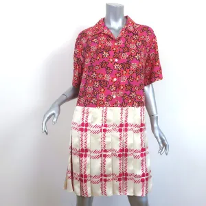 Uniqlo x Marni Short Sleeve Pleated Shirtdress Floral & Check Print Size Medium