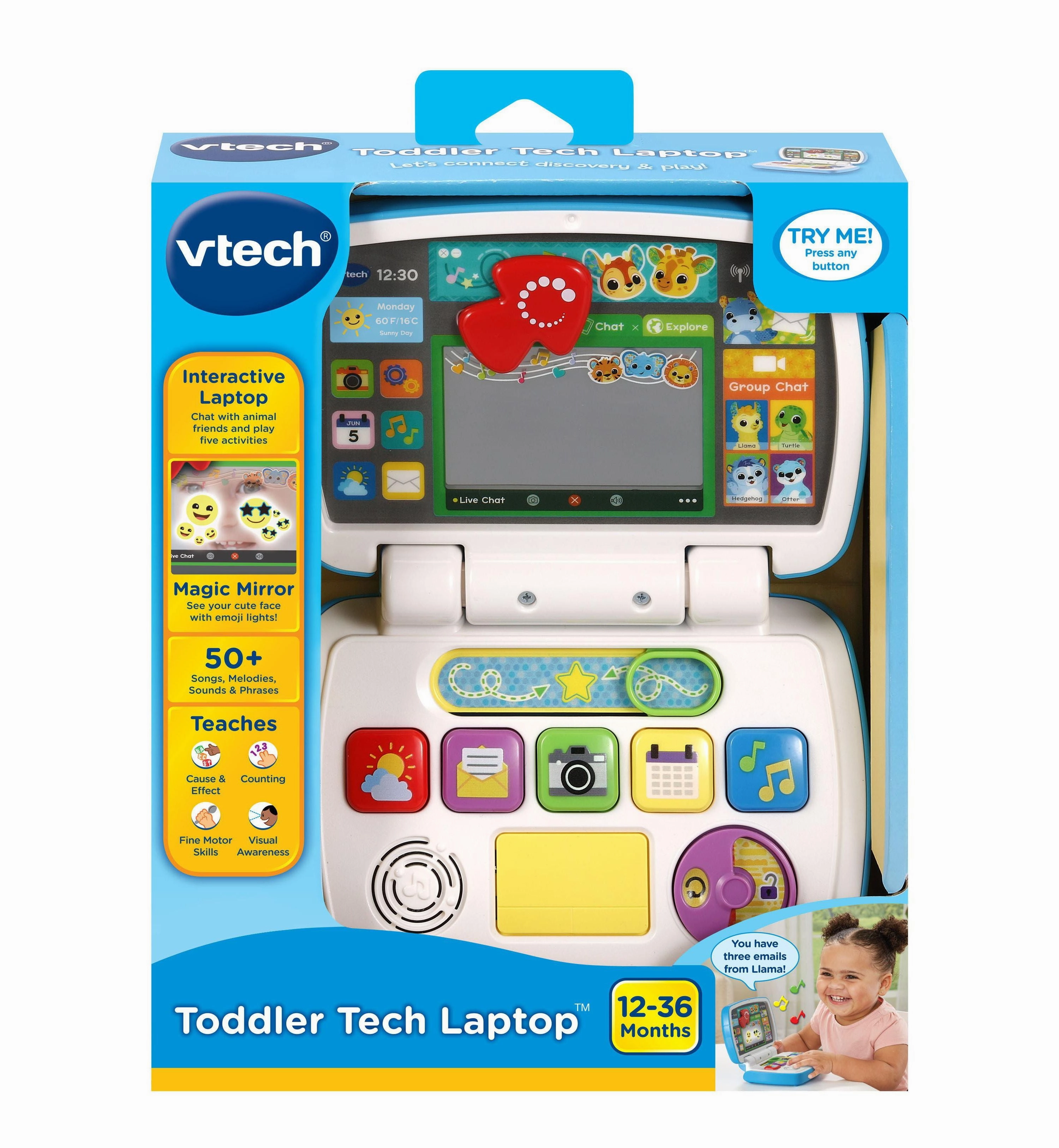 VTech Toddler Tech Laptop - Interactive Learning Toy with Magic Mirror - Blue