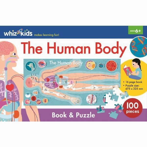 WHIZ KIDS BOOK & JIGSAW PUZZLE THE HUMAN BODY