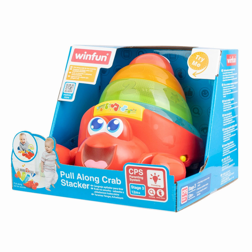 Winfun Pull Along Crab Stacker - Colorful Interactive Toy for Toddlers
