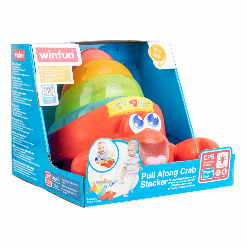 Winfun Pull Along Crab Stacker - Colorful Interactive Toy for Toddlers