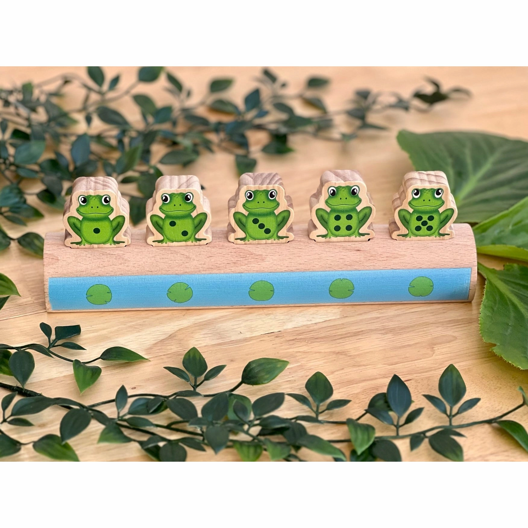 Yellow Door Sustainable Wood Five Frogs on a Log - Number Matching Game