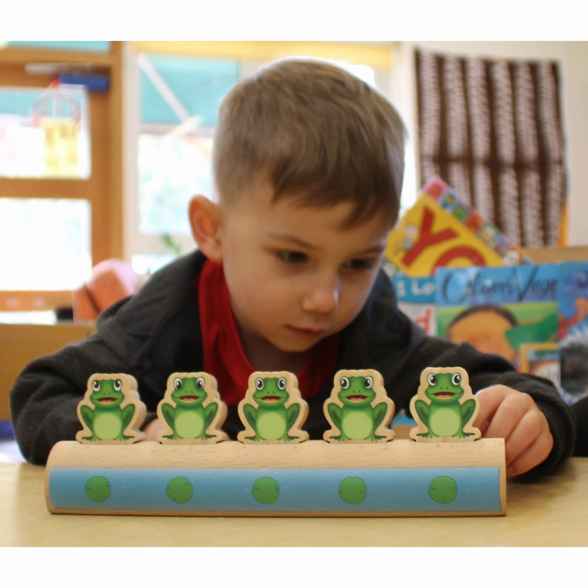 Yellow Door Sustainable Wood Five Frogs on a Log - Number Matching Game